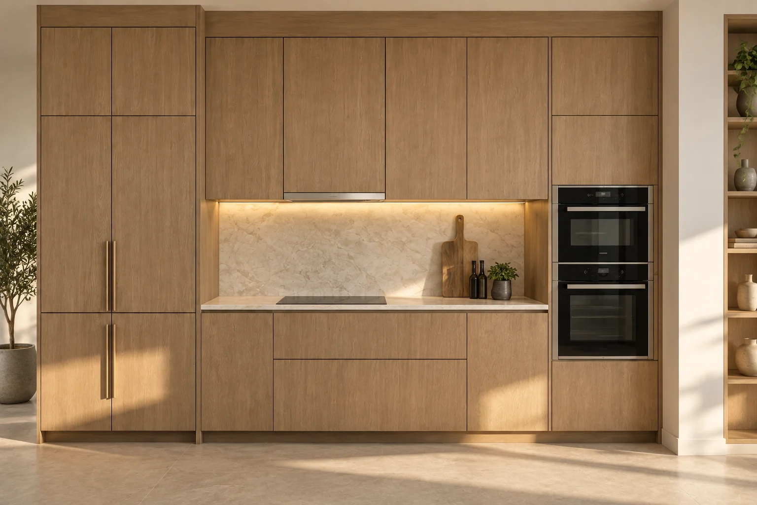 Marina apartment kitchen: storage wall