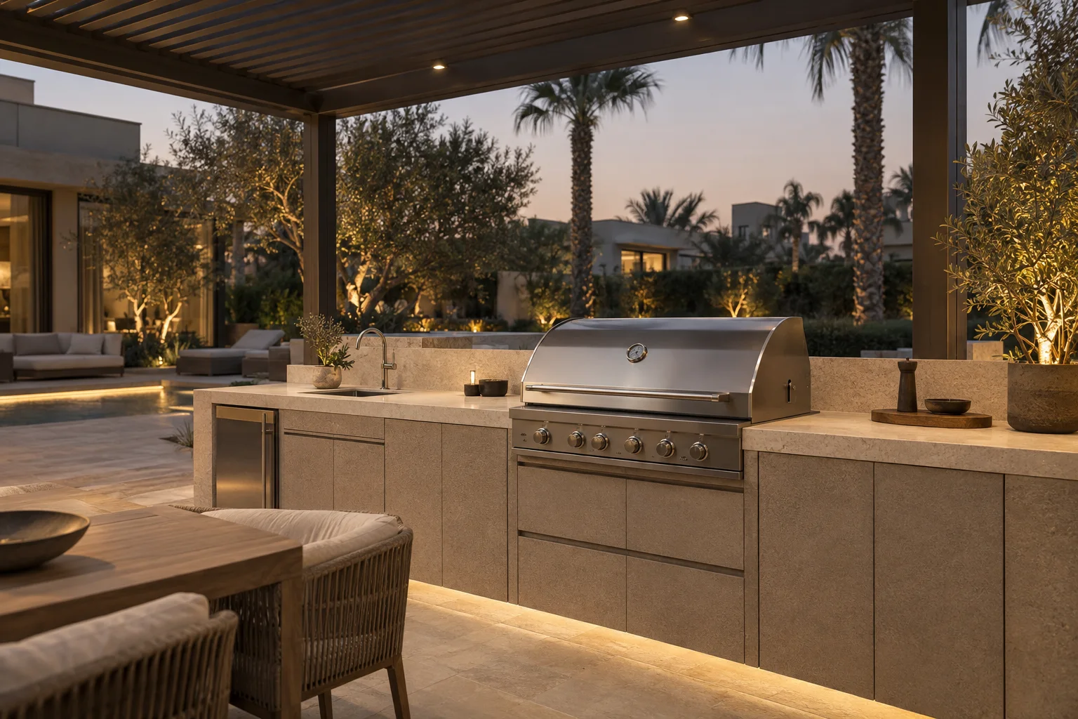 Arabian Ranches garden: outdoor kitchen