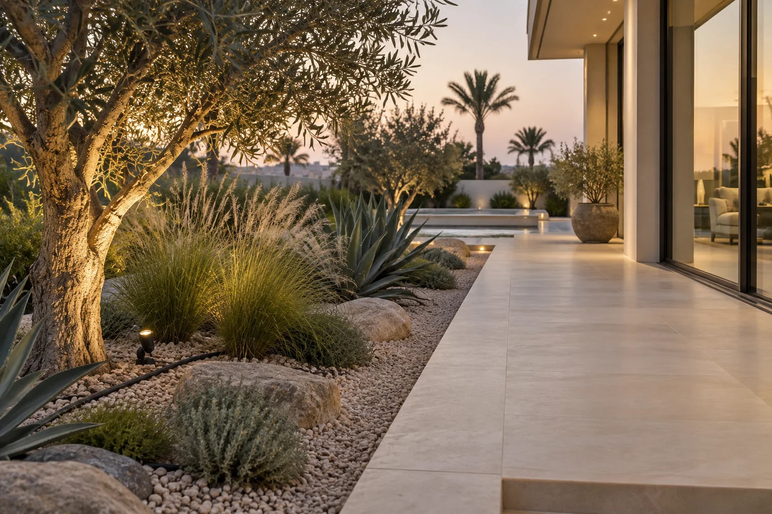 Arabian Ranches garden: planted edge